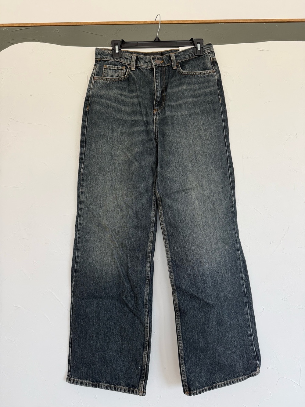 Zara Straight Leg Jeans in Washed Black Denim